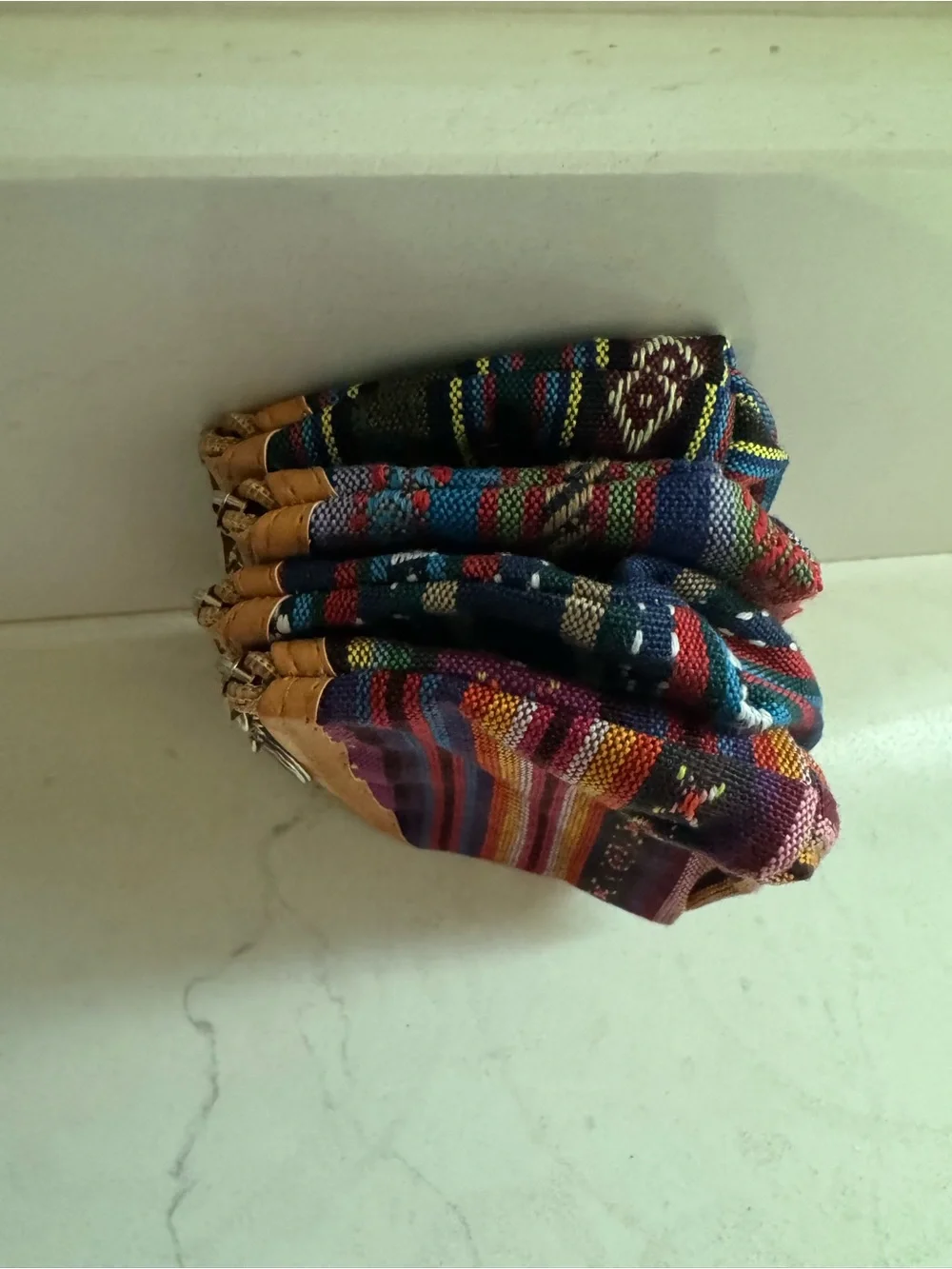 NWOT- bundle of 4. Artesanal Handwoven cambas multicolor Coin Pouch Keychain